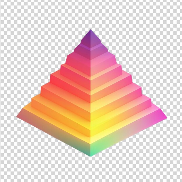 Una colorida pirámide de gradiente aislada sobre un fondo transparente