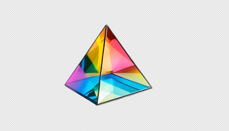 PSD la colorida pirámide de vidrio que refleja la luz