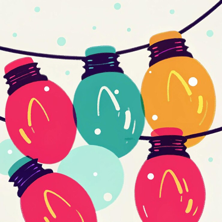 PSD una colorida serie de coloridas luces de navidad con una cara sonriente en él