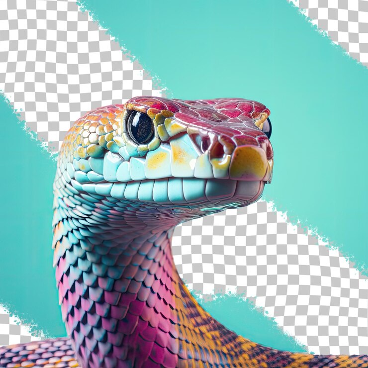 PSD la colorida serpiente rata de pie sola contra un fondo transparente