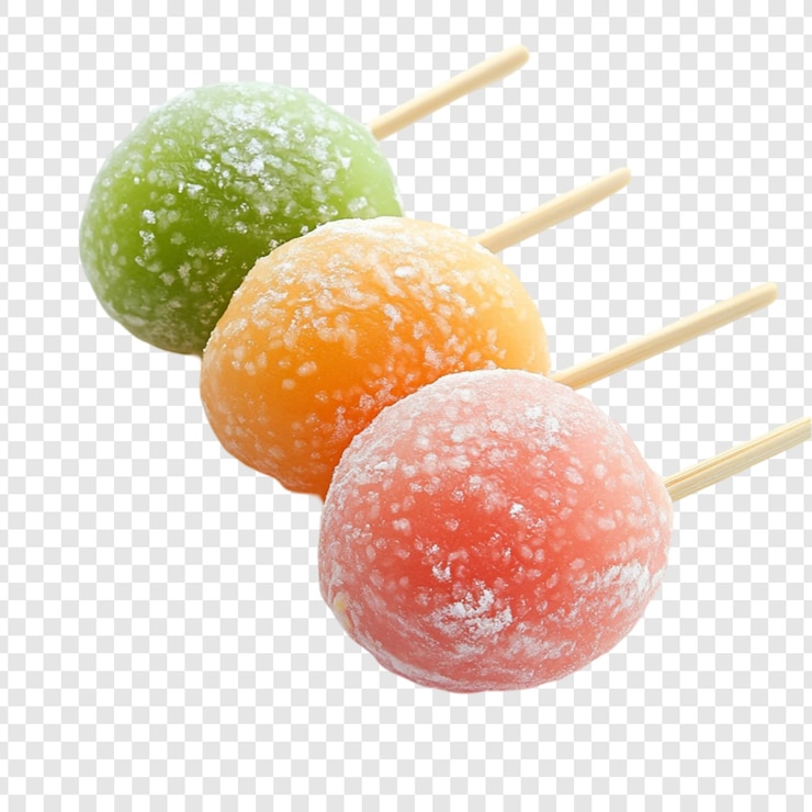 PSD las coloridas bolas de mochi en palos son una deliciosa golosina japonesa
