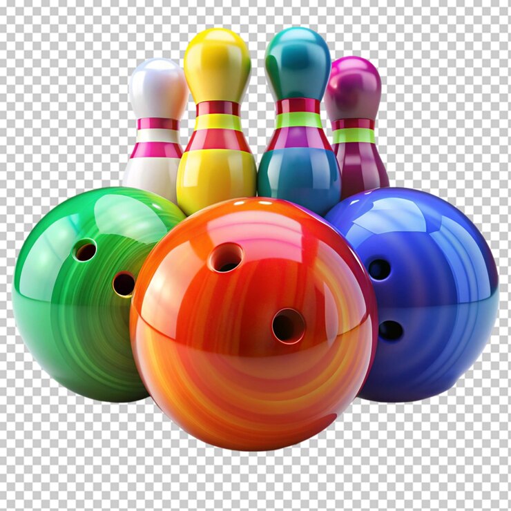 PSD coloridas bolitas de plástico de juguete de bolos con pelota