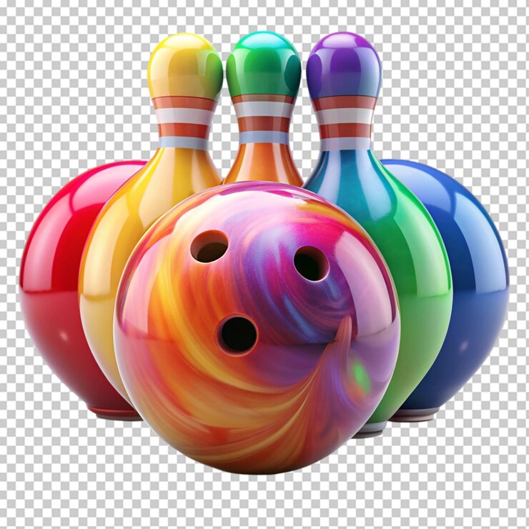 PSD coloridas bolitas de plástico de juguete de bolos con pelota