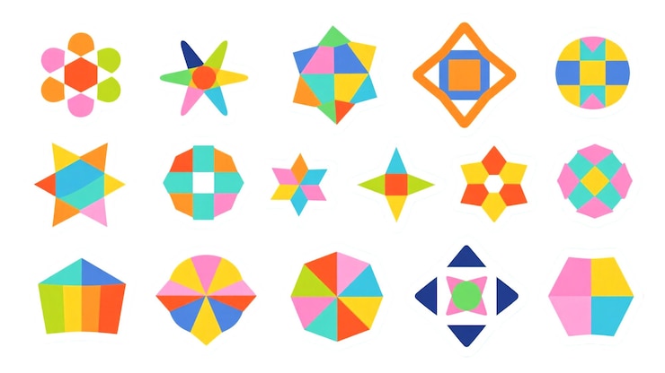 PSD las coloridas formas geométricas y los patrones de mosaico