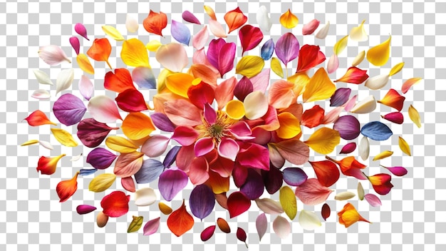 PSD coloridas pétalas de flores isoladas em fundo transparente