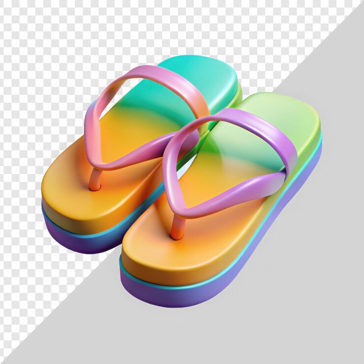 PSD coloridas sandalias con gradiente en pastel rosa naranja y azul para salidas de verano