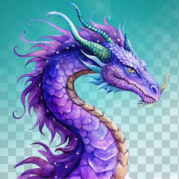 PSD colorido acuarela fantasía dragón clipart