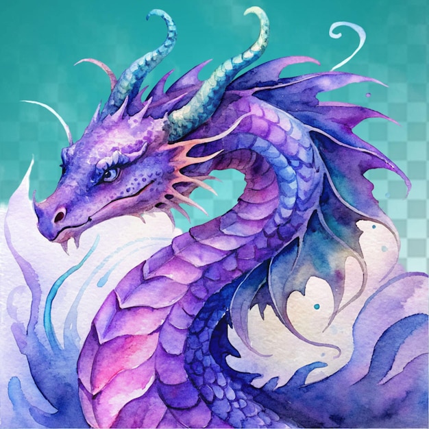 PSD colorido aquarela fantasia dragão clipart