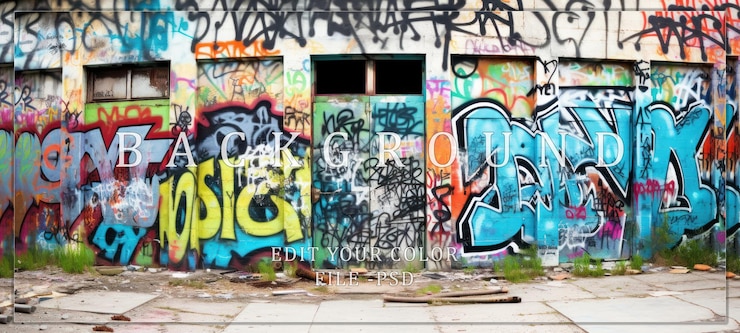 PSD el colorido arte del graffiti en una pared de ladrillo