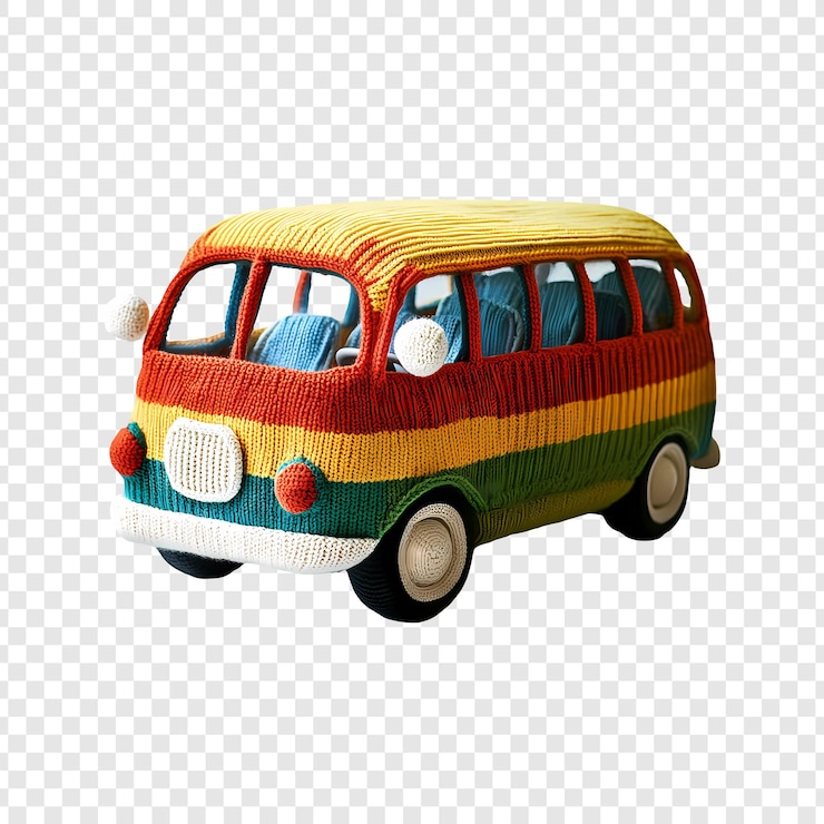PSD un colorido autobús de juguete tejido