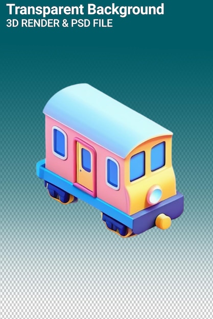 PSD un colorido autobús de juguete con ventanas y ruedas