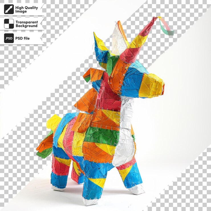 PSD un colorido caballo de juguete con una imagen de una jirafa en él