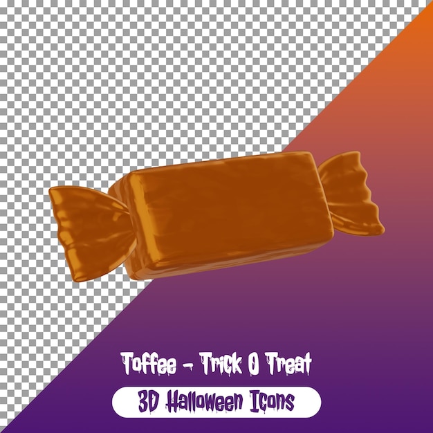 Un colorido caramelo dulce naranja truco o trato caramelo 3d PNG icono de Halloween aislado PSD