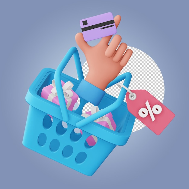 PSD colorido, compras, icono, icono, 3d, 3d, interpretación