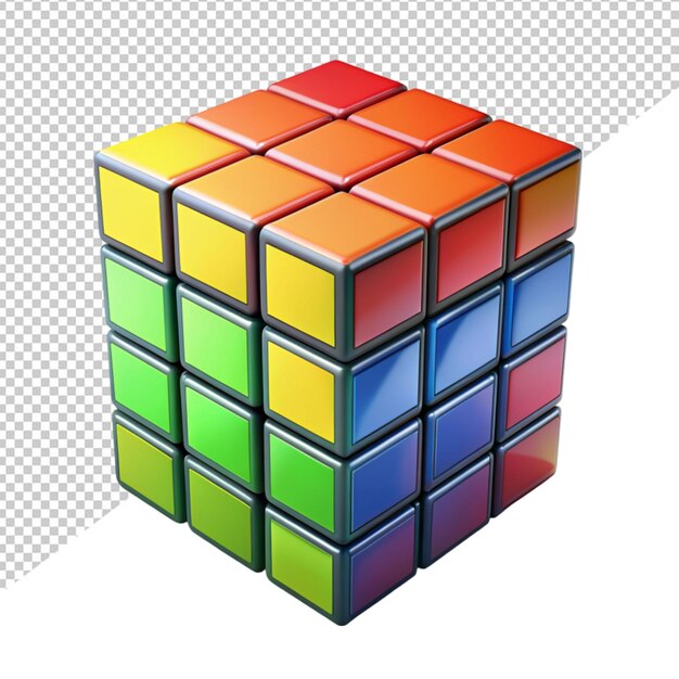 PSD el colorido cubo de rubik39s en un fondo transparente