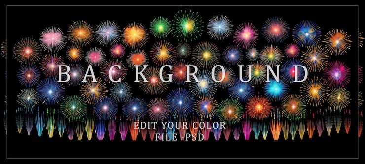 PSD un colorido espectáculo de fuegos artificiales contra un cielo negro