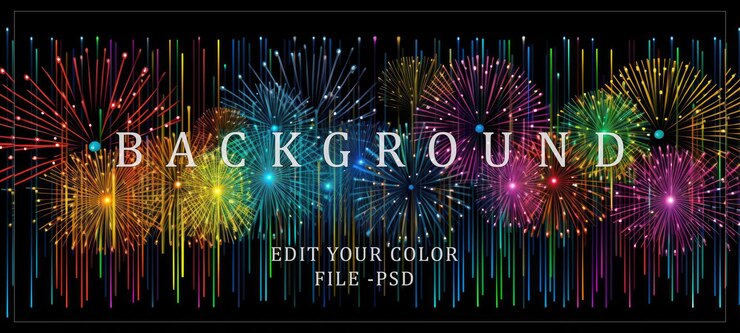 PSD un colorido espectáculo de fuegos artificiales