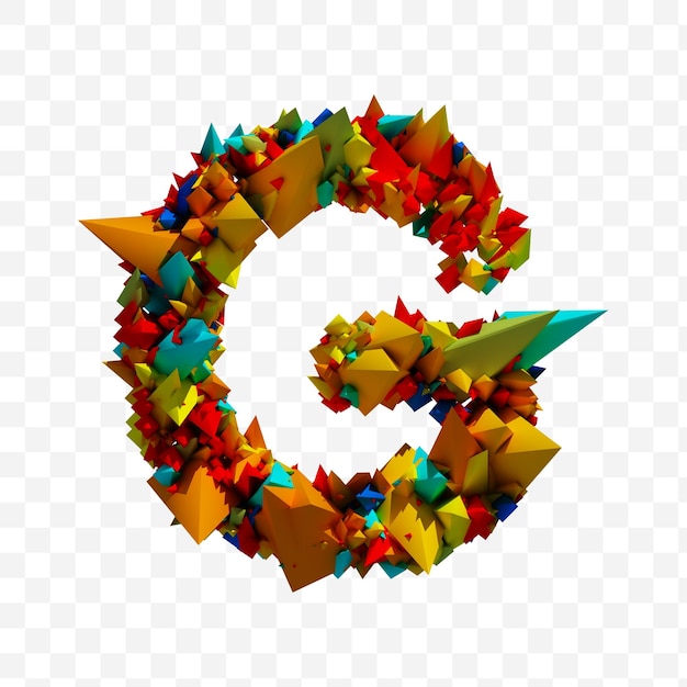 Colorido explotar alfabeto letra g sobre fondo blanco ilustración 3D