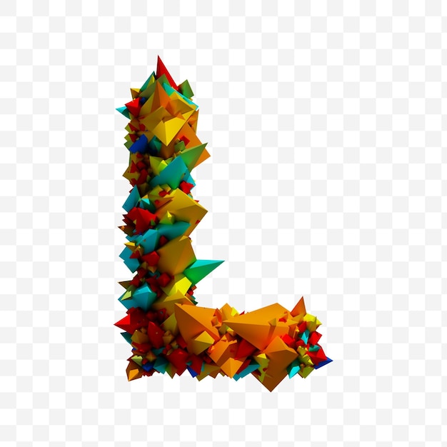 Colorido explotar alfabeto letra l sobre fondo blanco ilustración 3D
