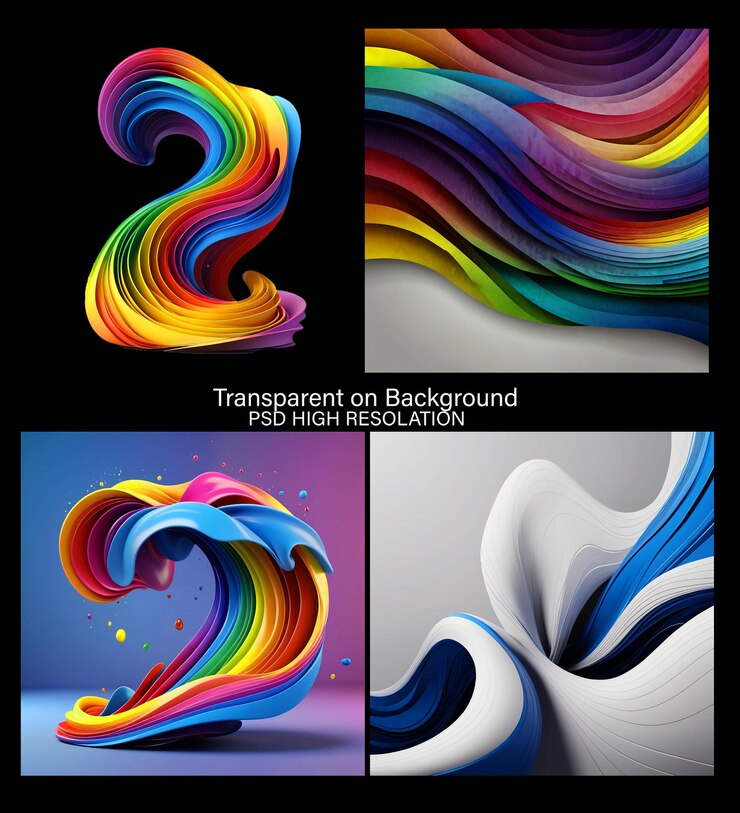 PSD colorido fondo de ondas abstractas corte de papel de colores