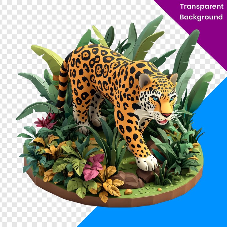 PSD el colorido leopardo en el entorno de la exuberante jungla