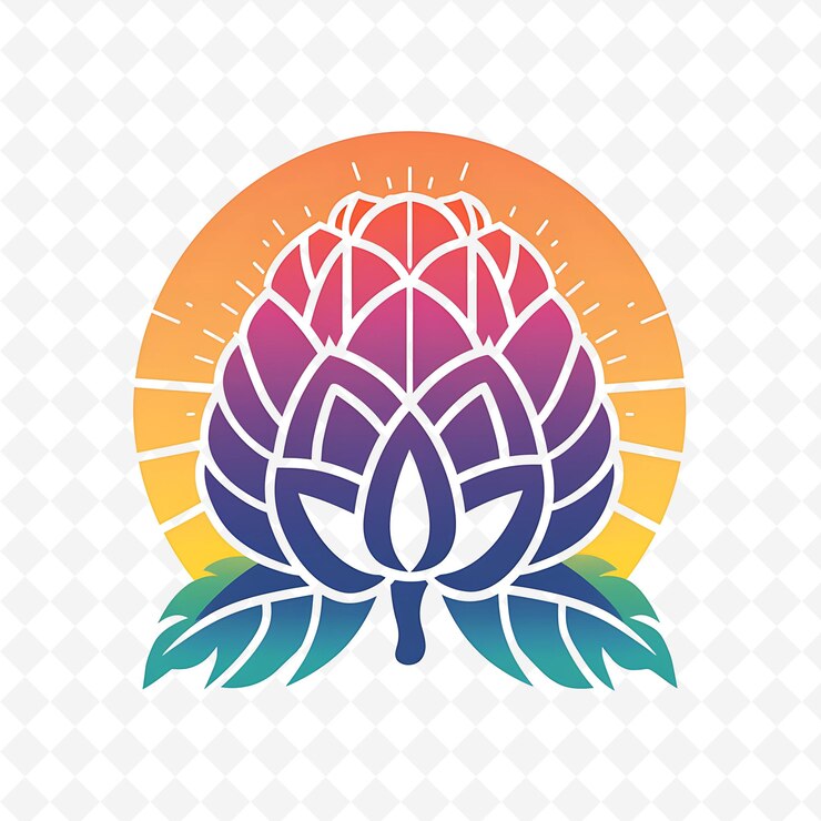 PSD el colorido logotipo de cherimoya con escalas decorativas y un brillante diseño vectorial creativo y minimalista
