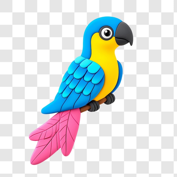 PSD el colorido loro de dibujos animados en una rama