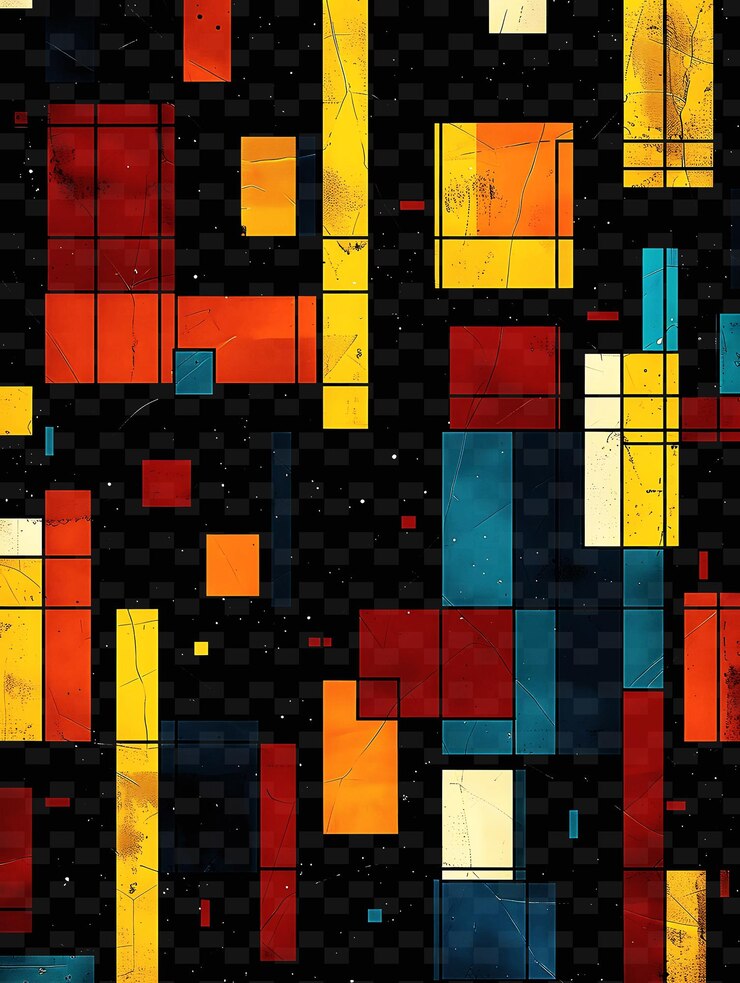PSD un colorido mosaico de cuadrados con la palabra "no" en él
