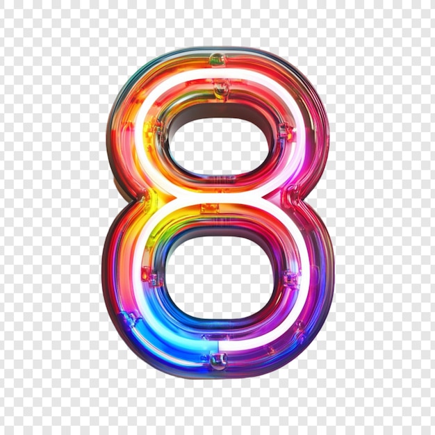 Colorido Neon Número Oito Elemento de Design
