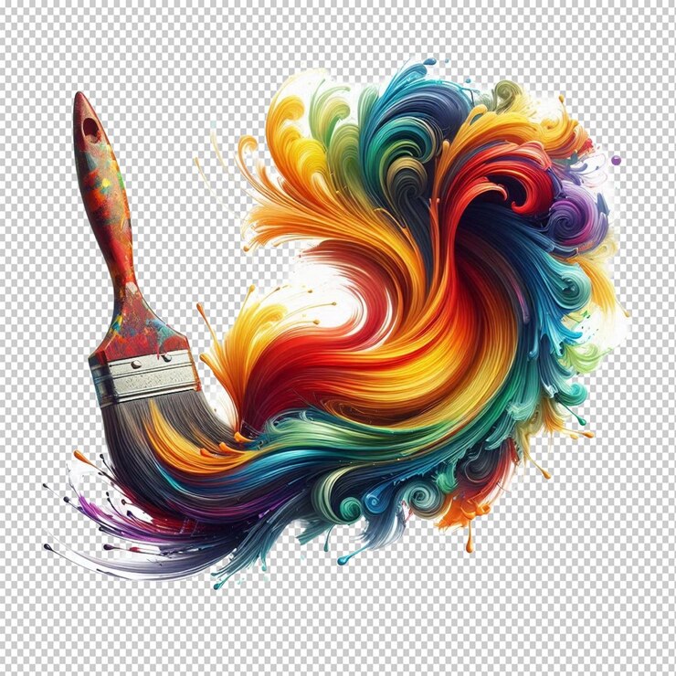 Colorido Pincel hecho patrón de colores del arco iris en fondo transparente