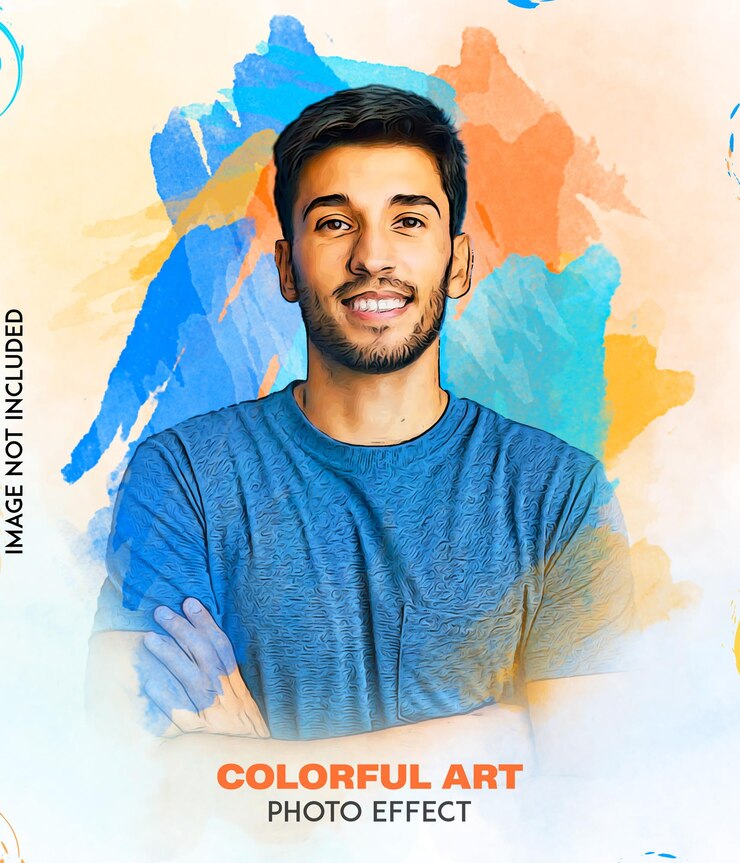 El colorido retrato de un hombre sonriente con un efecto fotográfico artístico