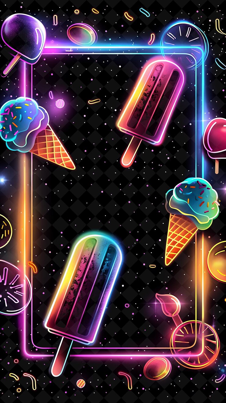PSD los coloridos conos de helado están en un fondo negro