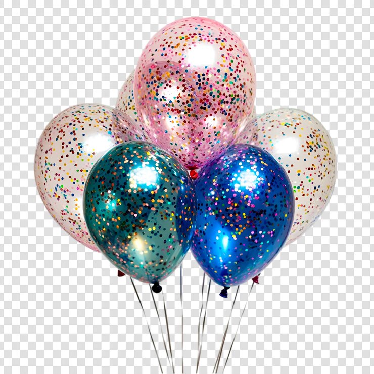 PSD los coloridos globos de confeti la celebración de la fiesta la alegría la felicidad