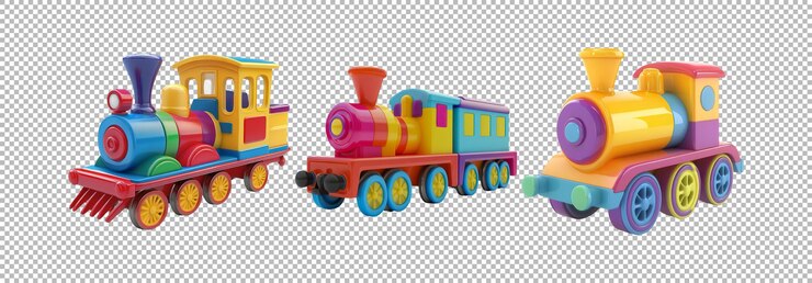 PSD coloridos trenes de juguete para niños y diversión para jugar