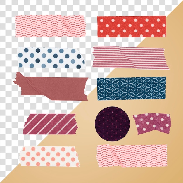 Colorosa fita washi adesivo png coleção de padrões bonitos em fundo transparente