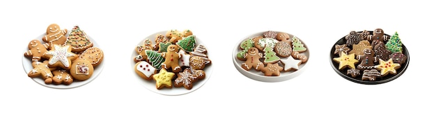 Colorosas galletas de Navidad en el plato con helado y salpicaduras