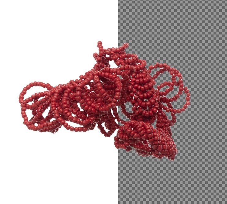 PSD coloroso colar de contas de estilo tribal voar no ar colar vermelho de contas de colar como pedra preciosa para ornamentos de moda itens decorativos colar de ornamento de moda para adicionar mais estilo fundo branco isolado