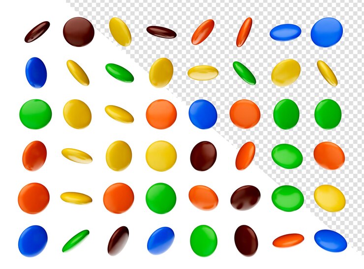 PSD colourful candies button set isolato su sfondo bianco molti angoli illustrazione 3d