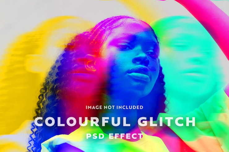 PSD colourful glitch psd photo effect