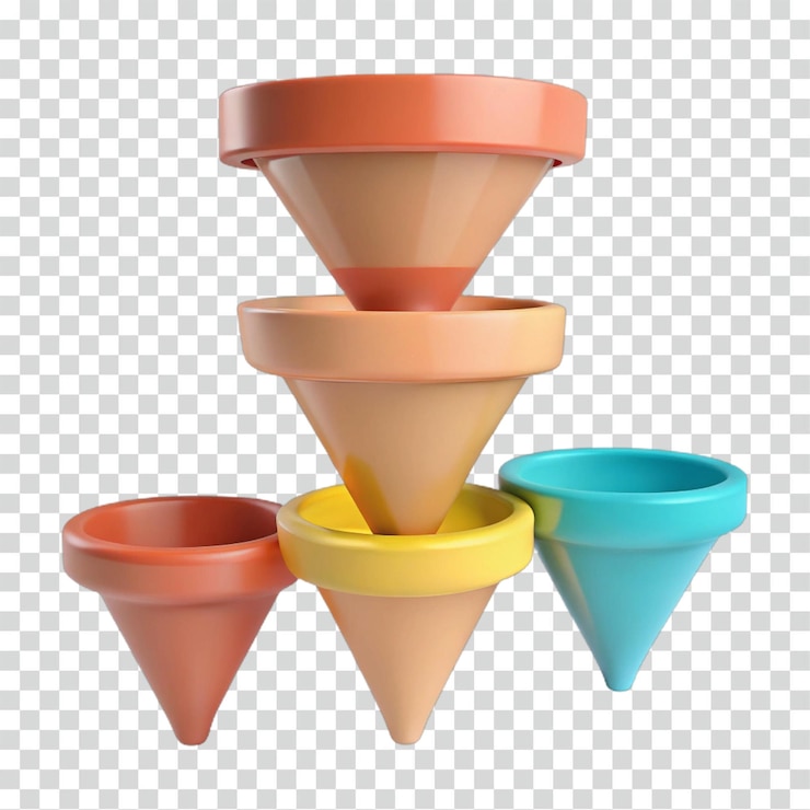 PSD colourful stacking cones renderización 3d de formas geométricas abstractas