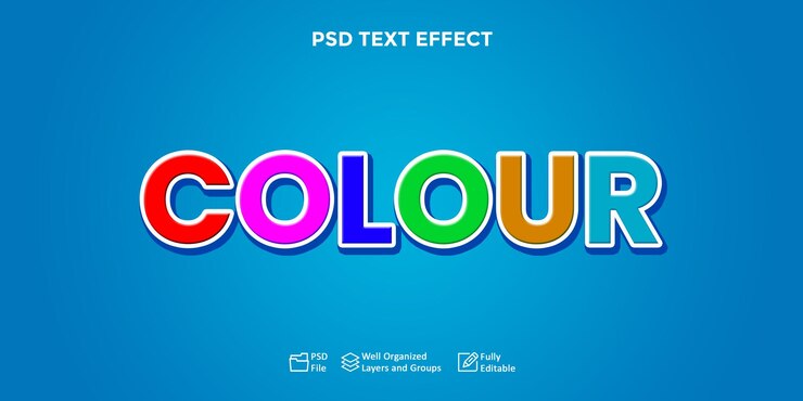 PSD colourful text effect editable