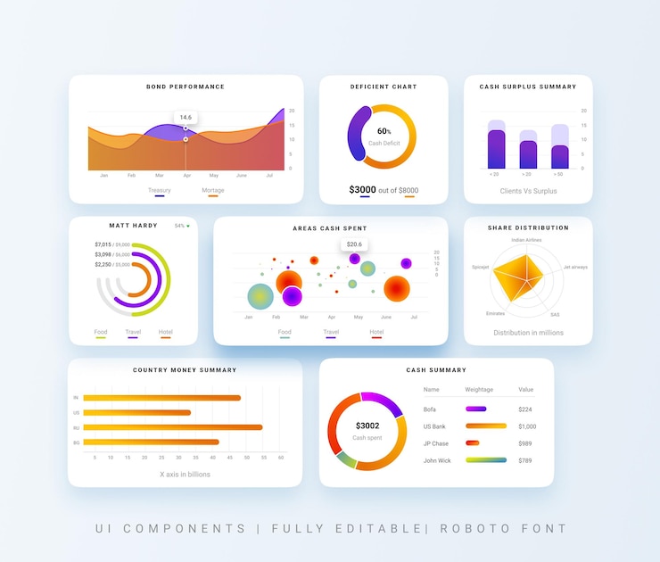 PSD colroful ui components