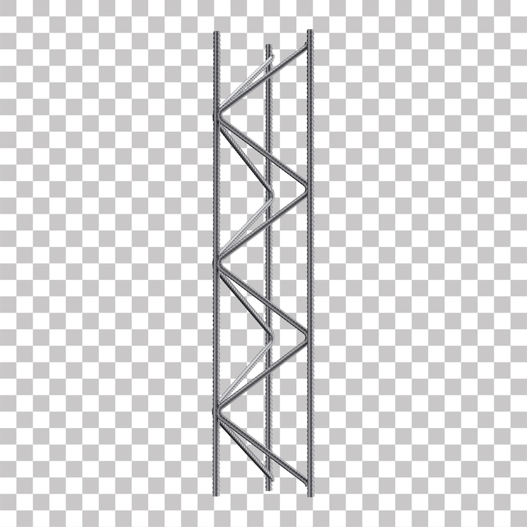 PSD columna de pilares de celosía de acero reforzado en 3d con fondo transparente