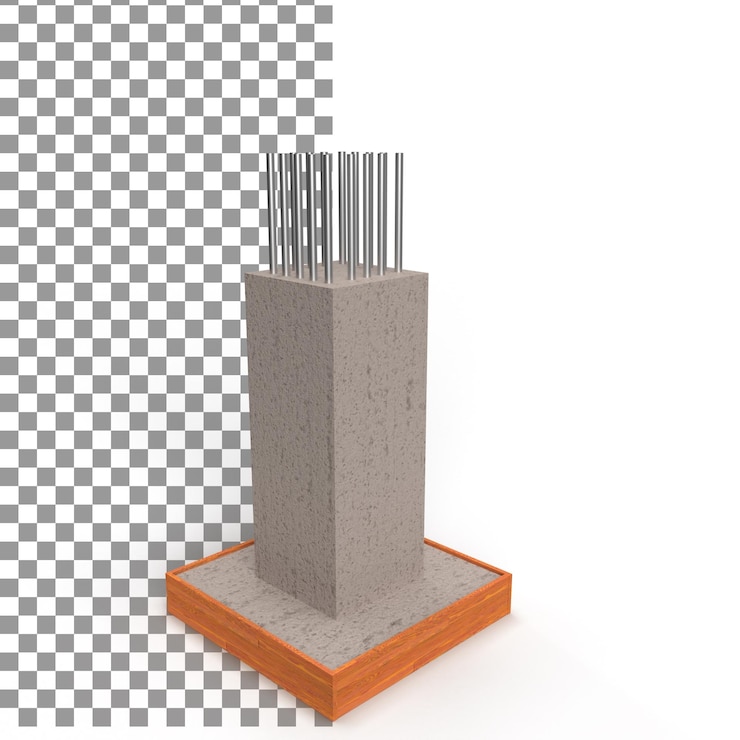 PSD columnas 3d que representan columnas de hormigón en construcción barra de encofrado de columnas en columnas