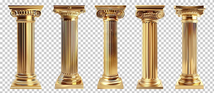 PSD columnas doradas pilares clásicos de oro antiguo aislados sobre un fondo transparente png psd