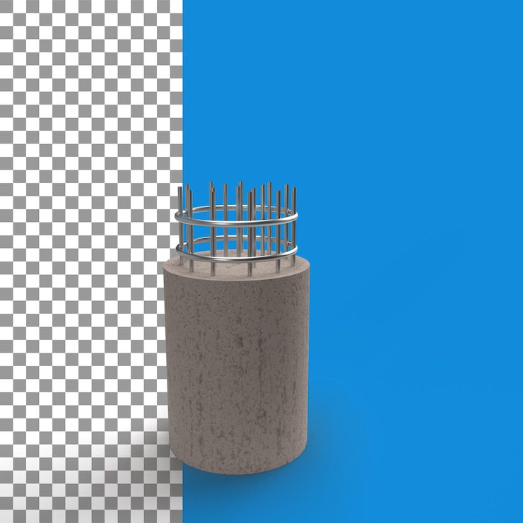 PSD columnas redondas 3d que representan columnas de hormigón en construcción barra de encofrado de columnas en columnas