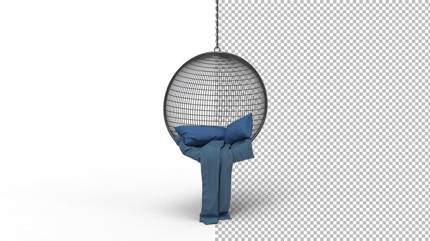 Columpio colgante vista frontal con sombra 3d render