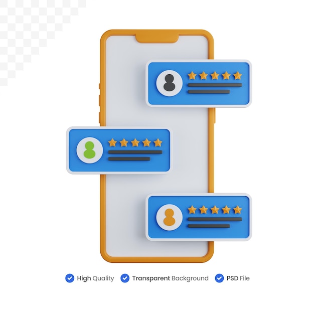 Coluna de feedback do cliente de renderização 3D com smartphone isolado