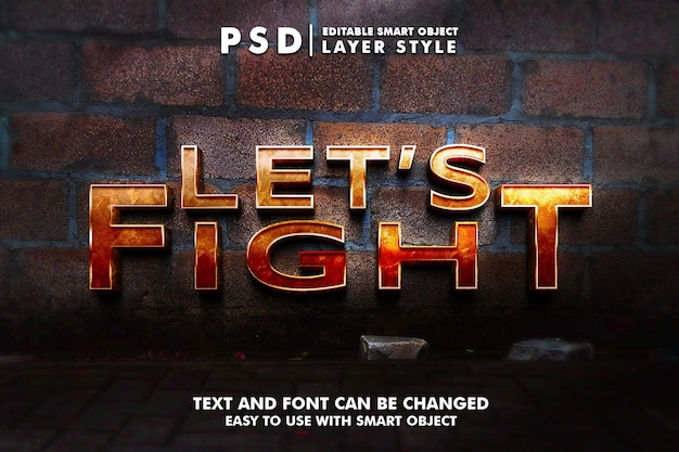 Combattons L'effet De Texte Psd Modifiable 3d