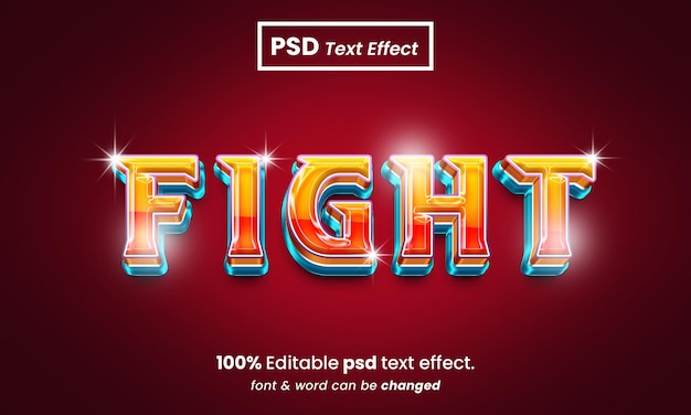 Combattre L'effet De Texte Psd Premium Modifiable 3d